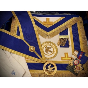 Leather Embroidered Masonic Aprons Handmade Adjustable Deluxe Ceremonial Exclusive Design Safety <b>Pin</b> Customizable High Washable - Product Image 5