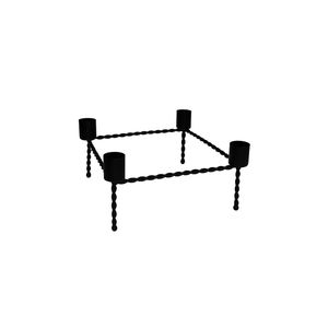 Matte Black Twisted Wrought Iron 4-Cup <b>Candelabra</b> Metal Pillar Candle Holder Stand Centerpiece for Wedding Party Home Decor - Product Image 1