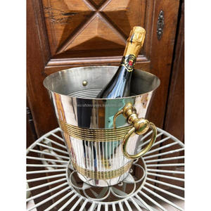 Enfriador de vino pulido de níquel, colección de 4 curvas doradas, cubo de hielo de champán de Metal decorativo para Bar, Hotel, restaurantes, accesorios - Product Image 1