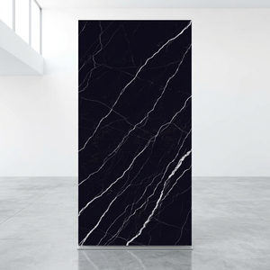 แผ่นหินเผาซินเทอร์สีดำซีโร่ซิลิก้า หนา 12 มม. ขนาด 1600x3200 มม. รุ่น Marquina Nero สำหรับพื้นผิวหรูหรา - Product Image 2