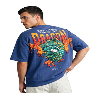 T-shirt à manches courtes bleu marine pour homme Soul Of The Dragon, coupe classique, col rond, jersey décontracté, tricoté 100% coton, lettres imprimées - Product Image 3