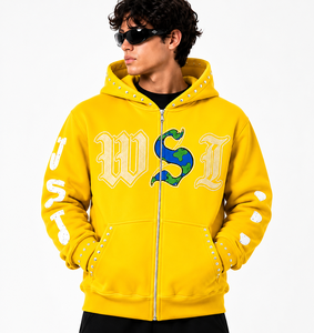 Schwarzer Kurzer Zip-Up Hoodie Unisex Oversized Fleece Y2K Lässige Streetwear mit Flügel-Flammen-Print Vorderlogo-Design Winterbekleidung - Product Image 1