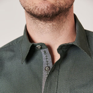 Camisa Oxford Verde Estampada de Manga Regular para Hombre, Corte Regular, Estilo Casual, 100% Algodón, Tejido de Punto, Cuello Redondo, Secado Rápido, 220g - Product Image 6