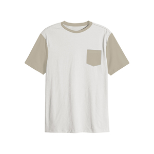 เสื้อยืดแขนสั้นผู้ชายสีเขียวและสีเบจ คอโอ มีกระเป๋า ทรงลำลอง ผ้าถัก ทรงปกติ - Product Image 2