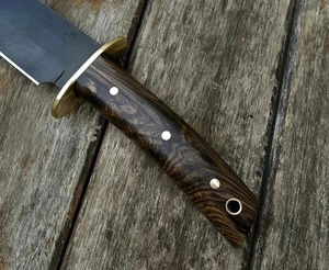 Couteau de chasse à pointe tombante, lame en acier au carbone, manche en bois, couteau utilitaire de survie en plein air - Product Image 6
