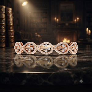 Luxury Rose Gold Diamond <b>Infinity</b> Link Bangle <b>Bracelet</b> Elegant Openwork Fine Jewelry Women's Wedding Anniversary Gift - Product Image 1