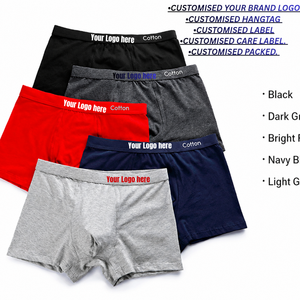 Calzoncillos Bóxer de Algodón Puro para Hombre, Cintura Media, Color Sólido, Transpirables, Paquete de 5, Cintura con Logotipo Personalizado - Product Image 3