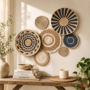 Natural Woven Seagrass Abstract Basket <b>Wall</b> Hanging Boho Gallery <b>Wall</b> Decor Handmade Birthday Washable Home Interior Decoration - Product Image 2