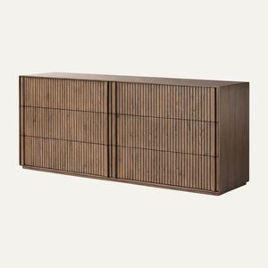 Commode moderne en bois cannelé Linea pour la maison et l'extérieur, salon, salle à manger - Product Image 2