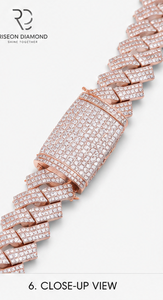 Luxurious chevron link diamond <b>necklace</b> handcrafted in premium 14K rose gold bold geometric design micro pavé brilliance timeles - Product Image 3