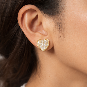 Pendientes de Corazón con Diamantes Engastados al por Mayor, Oro Puro de 14K y 18K, Diamantes de Laboratorio, Pendientes con Forma de Corazón, Regalo Romántico para Ella - Product Image 6