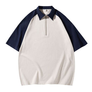 Camiseta de Manga Corta para Hombre con Cuello Alto y Cierre de Cremallera, Personalizada con Logotipo Impreso por Transferencia Térmica, 100% Poliéster Tejido, Estilo Casual y Color Sólido - Product Image 1