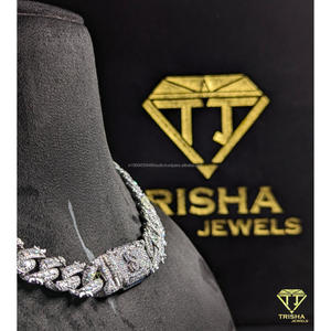 Modern Lab Grown Diamond Cuban <b>Necklace</b> for Men Luxury <b>Statement</b> Hip Hop Chain with Brilliant Sparkle By Trisha Jewels - Product Image 4
