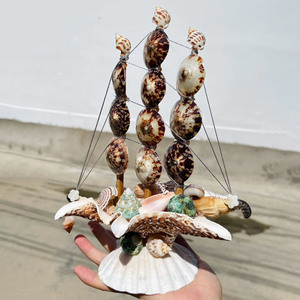Figura de velero de conchas marinas, modelo de yate hecho a mano, mini veleros artesanales de conchas naturales - Product Image 6