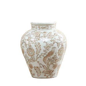 Florero de cerámica hecho a mano indio de lujo con estampado, decoración del hogar, oficina y Hotel, diseño moderno, elegantes conjuntos de cerámica - Product Image 1