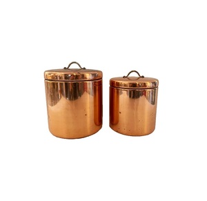 Recipientes cilíndricos de latón para almacenamiento de alimentos con tapas de madera, apilables, herméticos, diseño minimalista para cocina, diseño vintage, bote. - Product Image 5