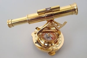 Telescopio Antiguo de Latón con Base de Brújula, Decoración Náutica de Escritorio, Pieza Coleccionable - Product Image 4