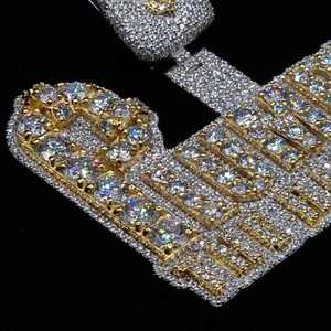 Colgante de Moissanita Personalizado con Incrustaciones de Diamantes, Chapado en Oro sobre Plata 925, Estilo Hip Hop, Joyería Brillante Redonda - Product Image 2