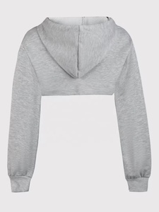 Custom Crop Hoodies <b>Men</b> High Quality Gray Cropped Hoodie Zipper-Up Embroidered Tops Short Solid Color Casual Oversized - Product Image 2