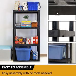 <b>Garage</b> <b>Shelves</b> Heavy Duty 4-Tier <b>Plastic</b> Storage Unit 57"H X 30"W X 14"D Black 400 Lbs Capacity - Product Image 4