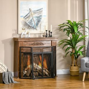 "Home Heavy Duty Metal 3 Panel <b>Folding</b> Fireplace <b>Screen</b> 47.25" W X 31" H Double Doors Spark Guard" - Product Image 2