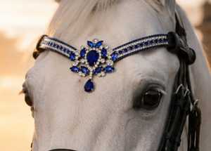 Correa de Cuero Artesanal Personalizable de Lujo Rub International con Cristales Brillantes AB para Caballo, Equipo de Exhibición Ecuestre - Product Image 4