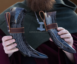 Corne à boire artisanale 100% corne à boire médiévale Viking naturelle corne de vache à boire de la bière - Product Image 3