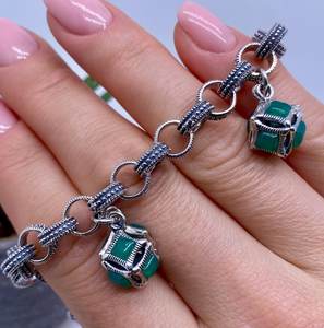 Piedra Preciosa de Ónix Verde Natural, Certificada por IGI, Estilo Vintage, Plata de Ley 925, Joyería Fina Hecha a Mano, Regalo para Mujer, Venta al Por Mayor - Product Image 5