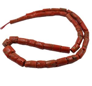 Perles en tube de corail rouge italien naturel de qualité supérieure, prix de gros, perles de corail rouge italien naturel en forme de tube, 16 pouces - Product Image 2