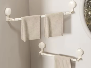 Support mural pliable pour serviettes, finition miroir, fixation par ventouse, simple couche, pour salle de bain, organisateur mural OEM/ODM - Product Image 1