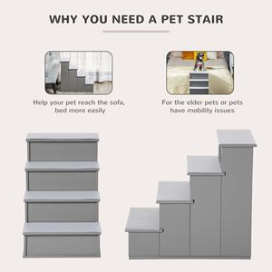 Scaletta per Cani di Piccola Taglia con Copertura Imbottita Grigia per Raggiungere Divani e Letti Alti - Cucce e Mobili per Animali Domestici - Product Image 5