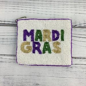 Fashionable choice hand made beaded Mardi Gras festival coin pouch mini zipper <b>small</b> <b>wallet</b> pocket money women party and weeding - Product Image 1