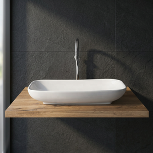 Vistaar Lavabo de comptoir ovale en céramique blanc de qualité export, pour salle de bain moderne, équipement sanitaire - Product Image 5