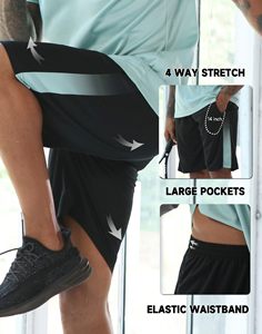 Summer Set For Men's <b>Shirt</b> and Shorts 100% Polyester Set Zipper Pockets Quick Dry Gym Athletic Clothes Workout Running Outfit - Product Image 6