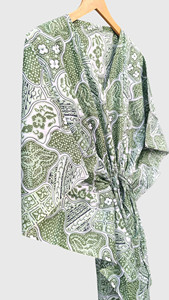 Robe kimono verte à imprimé cachemire pour femme, col en V, manches courtes, longue, pour la plage - Product Image 3