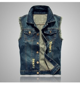 Chaleco vaquero de doble botonadura – Chaleco vaquero sin mangas de corte ajustado para un estilo elegante e informal - Product Image 5