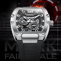 Mark Fairwale – montre mécanique automatique pour hommes, boîtier en alliage de 44mm, bracelet en Silicone, étanche à 30M, montre-bracelet d'affaires FW6850