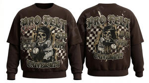 Sweat-shirt pour homme en coton 100% respirant, à col rond, à manches régulières, à imprimé numérique, côtelé, taille plus, personnalisé, style hip-hop - Product Image 2