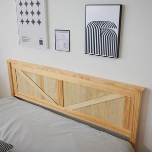 <b>Queen</b> <b>Size</b> Solid Wood Platform <b>Bed</b> <b>Frame</b> with Natural Headboard Handcrafted Wooden <b>Beds</b> - Product Image 6