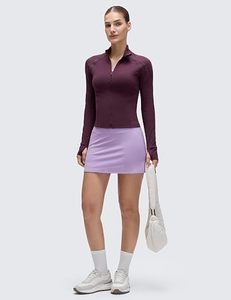 Haut de yoga pour femme, manches longues, demi-zip, couleur unie, séchage rapide, polyester et élasthanne, coupe classique, toutes saisons - Product Image 1