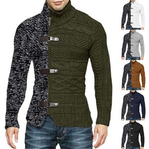 Suéter de Cuello Alto Acanalado para Hombre, Cárdigan con Bolsillos Prácticos, Diseño Abierto por Delante, Cuello Alto Moderno, Ropa de Punto Lisa - Product Image 4