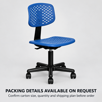 Chaise de bureau moderne sans accoudoirs en PP perforé, réglable en hauteur, pivotante, pour tâches variées