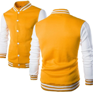 Oem <b>Winter</b> Men's Varsity <b>Jacket</b> Leather Sleeves Fleece Wool Body Stand Collar Embroidery Vintage Style Reversible Breathable - Product Image 4