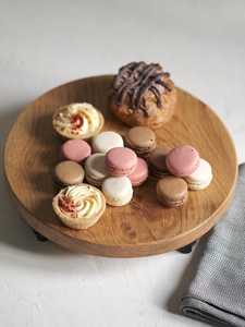 Soporte Redondo de Madera para Tartas, Bandeja de Servir Hecha a Mano para Postres, Macarons, Pasteles, Bandeja de Exhibición para Cocina, Acabado Natural - Product Image 5