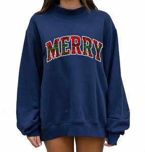 High Quality Oversized Mock Neck <b>Long</b> Sleeve Fleece Pullover <b>Sweatshirt</b> <b>For</b> <b>Women</b> Custom Logo Letter Printed Knitted - Product Image 1