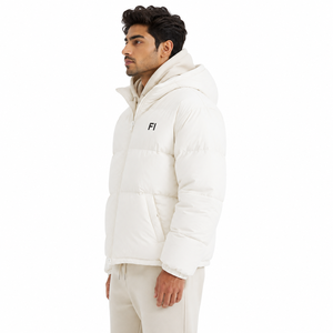 Custom Hooded Puffer Jacket Windproof Polyester <b>Bubble</b> Casual Winter <b>Coat</b> Zipper Front Logo Design Wholesale Men's Jackets USA - Product Image 4