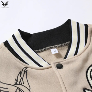 Letter & Cross Embroidery Towel Embroidery Badge Fashionable Fall Winter <b>Long</b> Sleeve Loose Fit No Lining College Baseball <b>Jacket</b> - Product Image 4