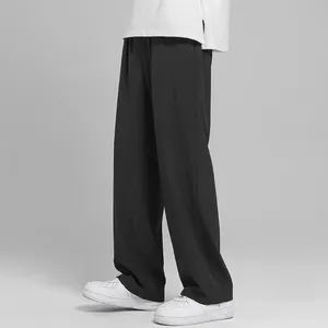 Custom Logo Men's Gym Track Casual <b>Canvas</b> Straight Mid Waist Elastic Waist Jogger Pants - Product Image 4