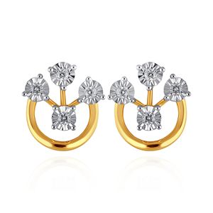 Pendientes de Diamantes Tiara Halo, Minimalistas, Oro Amarillo, Corte Brillante Redondo, Color G Natural, para Uso Diario de Mujer - Product Image 1