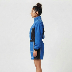 Ensemble court coupe-vent à manches longues pour femme, décontracté, 100 % nylon polyester, taille mi-haute avec cordon de serrage, pour l'extérieur - Product Image 4